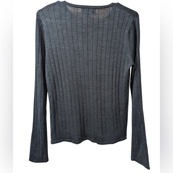 SILX gray ribbed pullover 100% pure silk , super soft NWOT Size Medium crewneck - Picture 2 of 6